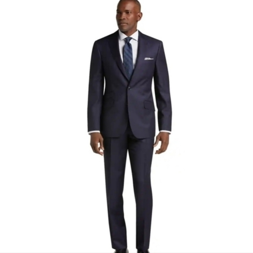 Jos. A Bank Signature Collection 100% Wool‎ Navy Suit Men's 44RG/39RG NWOT Cond.